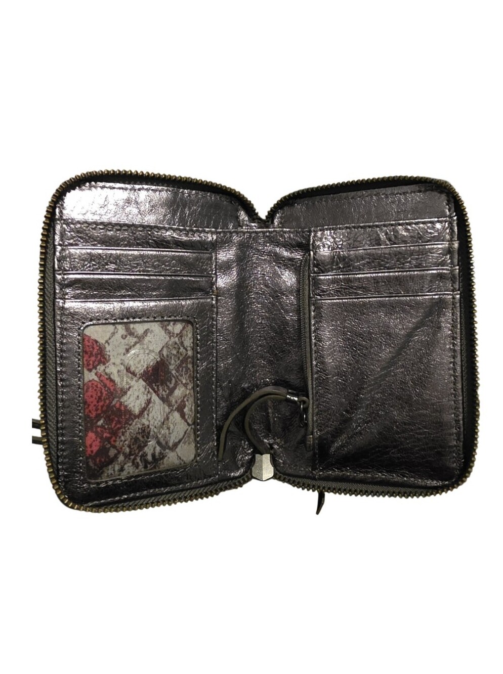 Woven Faux Leather Wristlet Phone Crossbody - Metallic Gray - Picture 2 of 2